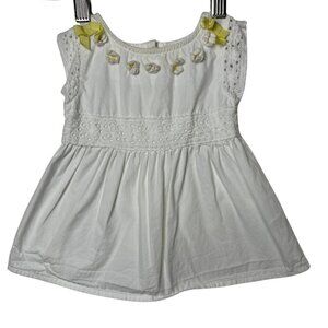 Camilla White Eyelet Lace Infant Shirt Dress with White & Yellow Daisies Sz: 3m